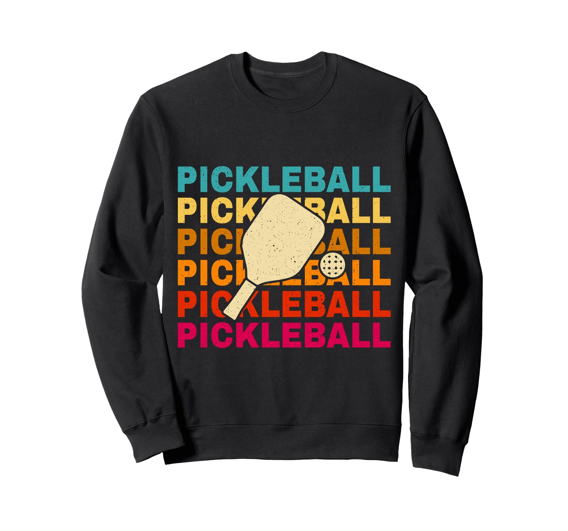 Pickleball Rainbow Stacked Typography Sweatshirt - Trendy Graphic Unisex - T-Shirt, Sweatshirt, Hoodie