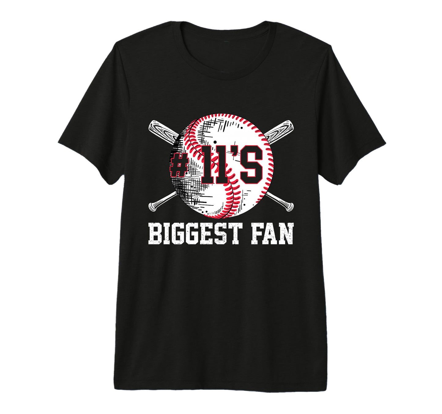 Number 11 Baseball Biggest Fan Mom Dad T-Shirt - Aesthetic Graphic Unisex - T-Shirt, Sweatshirt, Hoodie