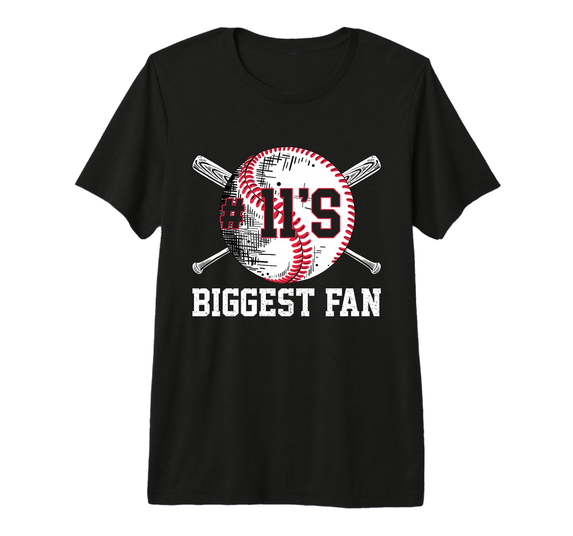 Number 11 Baseball Biggest Fan Mom Dad T-Shirt - Aesthetic Graphic Unisex - T-Shirt, Sweatshirt, Hoodie