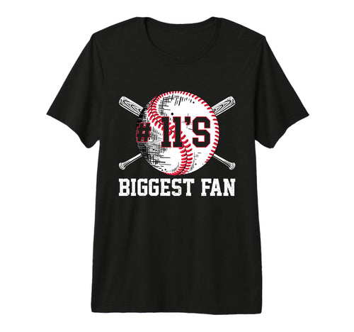 Number 11 Baseball Biggest Fan Mom Dad T-Shirt - Aesthetic Graphic Unisex - T-Shirt, Sweatshirt, Hoodie