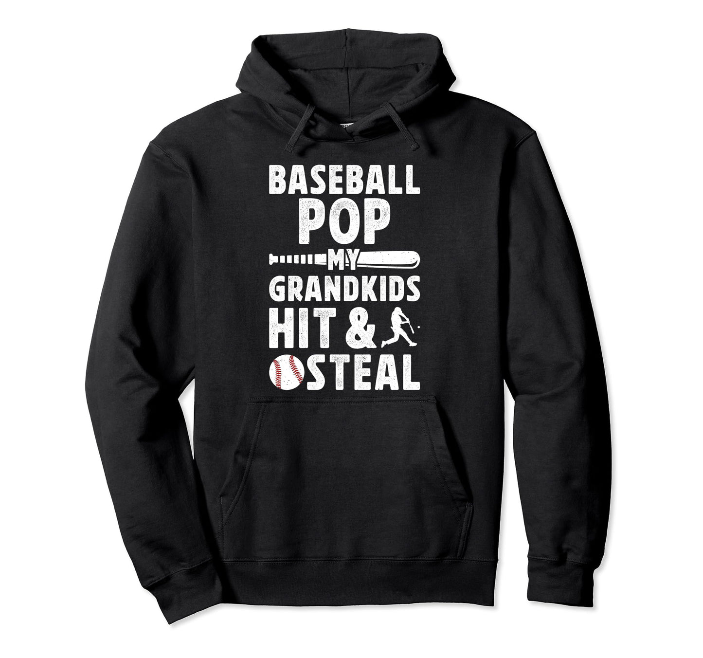 Baseball Pop Funny Grandpa Pop Hoodie - Minimalist Print for Adults - T-Shirt, Sweatshirt, Hoodie
