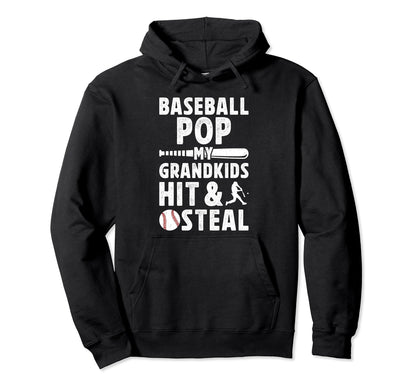 Baseball Pop Funny Grandpa Pop Hoodie - Minimalist Print for Adults - T-Shirt, Sweatshirt, Hoodie
