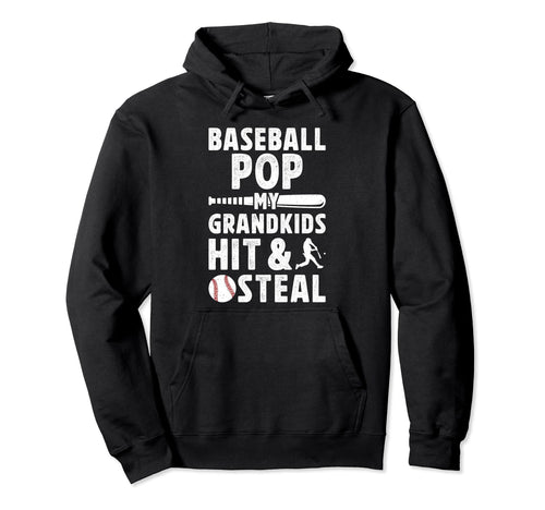 Baseball Pop Funny Grandpa Pop Hoodie - Minimalist Print for Adults - T-Shirt, Sweatshirt, Hoodie