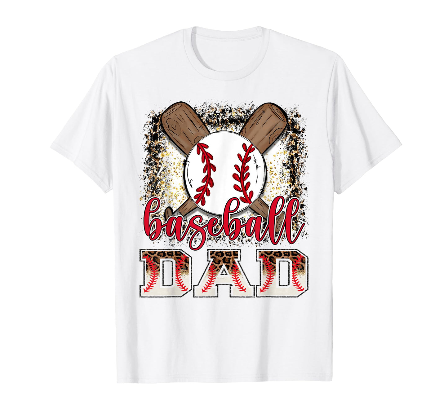 Baseball Dad Leopard Proud Ball Dad T-Shirt - Trendy Graphic Unisex - T-Shirt, Sweatshirt, Hoodie