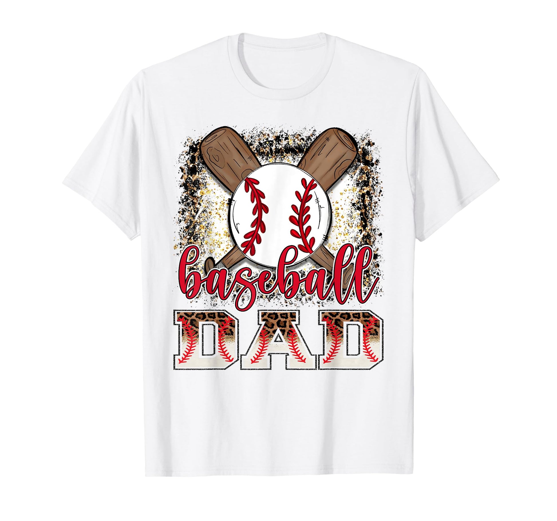 Baseball Dad Leopard Proud Ball Dad T-Shirt - Trendy Graphic Unisex - T-Shirt, Sweatshirt, Hoodie