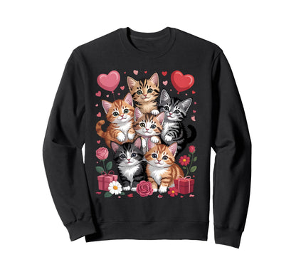 Kitten 90S Cats Boho Floral Cat Sweatshirt - Minimalist Print Unisex - T-Shirt, Sweatshirt, Hoodie