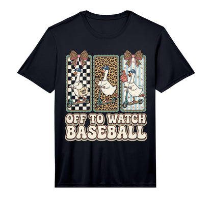 Off To Watch Basebal Silly Goose T-Shirt - Aesthetic Graphic for Adults - T-Shirt, Sweatshirt, Hoodie