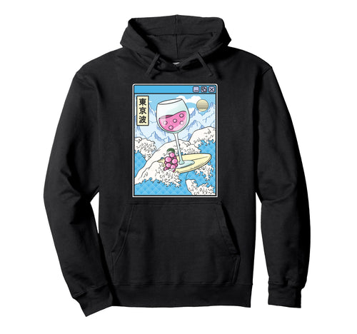 Surfing Wine Glass Japan Waves Anime Hoodie - Streetwear Style Unisex - T-Shirt, Sweatshirt, Hoodie