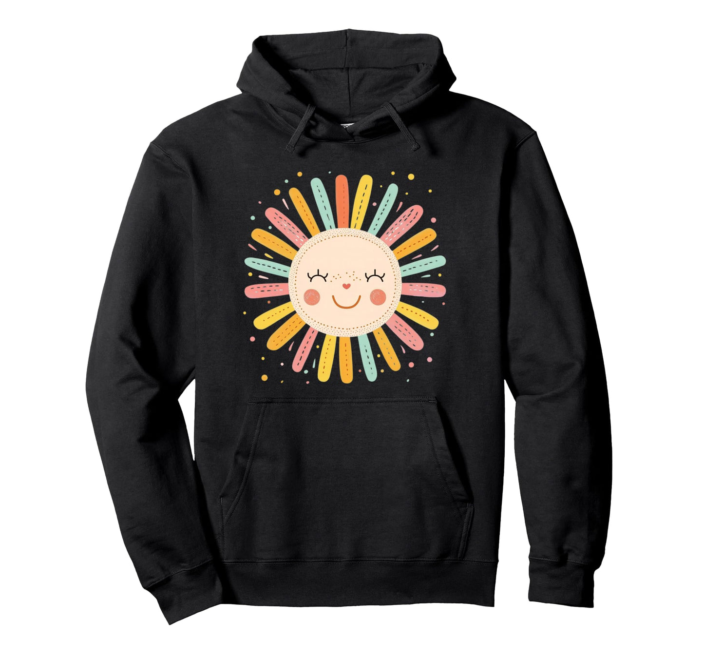 Sun 70S Rainbow Art Boho Boho Sun Hoodie - Unique Graphic Men Women - T-Shirt, Sweatshirt, Hoodie