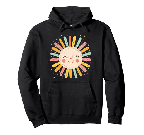 Sun 70S Rainbow Art Boho Boho Sun Hoodie - Unique Graphic Men Women - T-Shirt, Sweatshirt, Hoodie