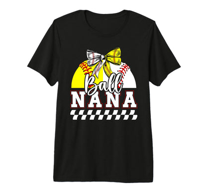 Ball Nana Grandma Coquette Baseball T-Shirt - Trendy Graphic for Adults - T-Shirt, Sweatshirt, Hoodie
