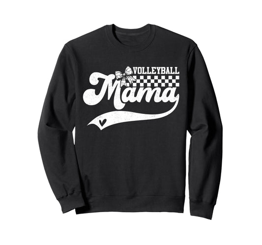 Groovy Volleyball Mama Coquette Bow Sweatshirt - Graphic Print Men Women - T-Shirt, Sweatshirt, Hoodie