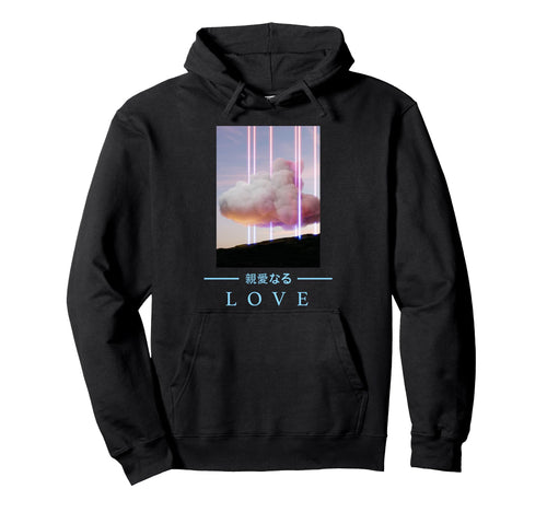 Retrowave Love Japanese Art Hoodie - Casual Everyday Wear Men Women - T-Shirt, Sweatshirt, Hoodie