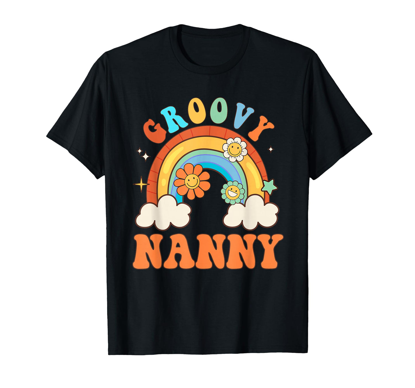 Groovy Nanny Flower Rainbow Matching T-Shirt - Minimalist Print for Adults - T-Shirt, Sweatshirt, Hoodie