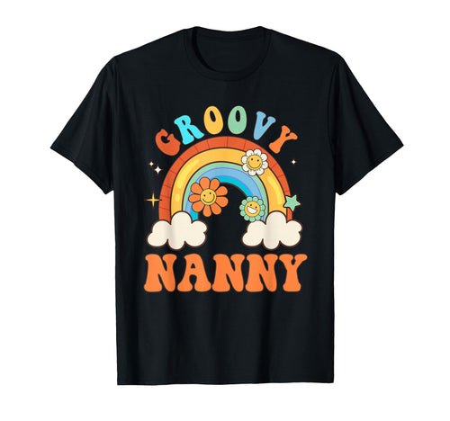 Groovy Nanny Flower Rainbow Matching T-Shirt - Minimalist Print for Adults - T-Shirt, Sweatshirt, Hoodie
