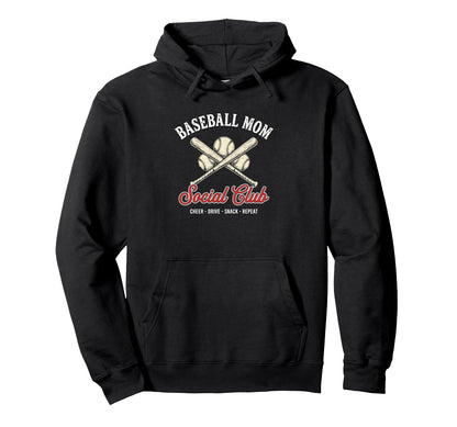 Baseball Mom Social Club Bleacher Hoodie - Custom Art Print Unisex - T-Shirt, Sweatshirt, Hoodie