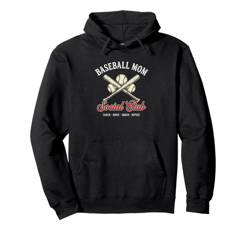 Baseball Mom Social Club Bleacher Hoodie - Custom Art Print Unisex - T-Shirt, Sweatshirt, Hoodie