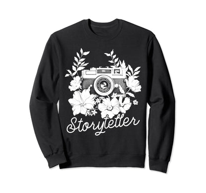 Photographer Storyteller Camera Sweatshirt - Aesthetic Graphic for Adults - T-Shirt, Sweatshirt, Hoodie