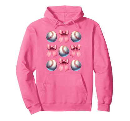 Coquette Bow Baseball Player Team Coach Hoodie - Unique Graphic Unisex - T-Shirt, Sweatshirt, Hoodie