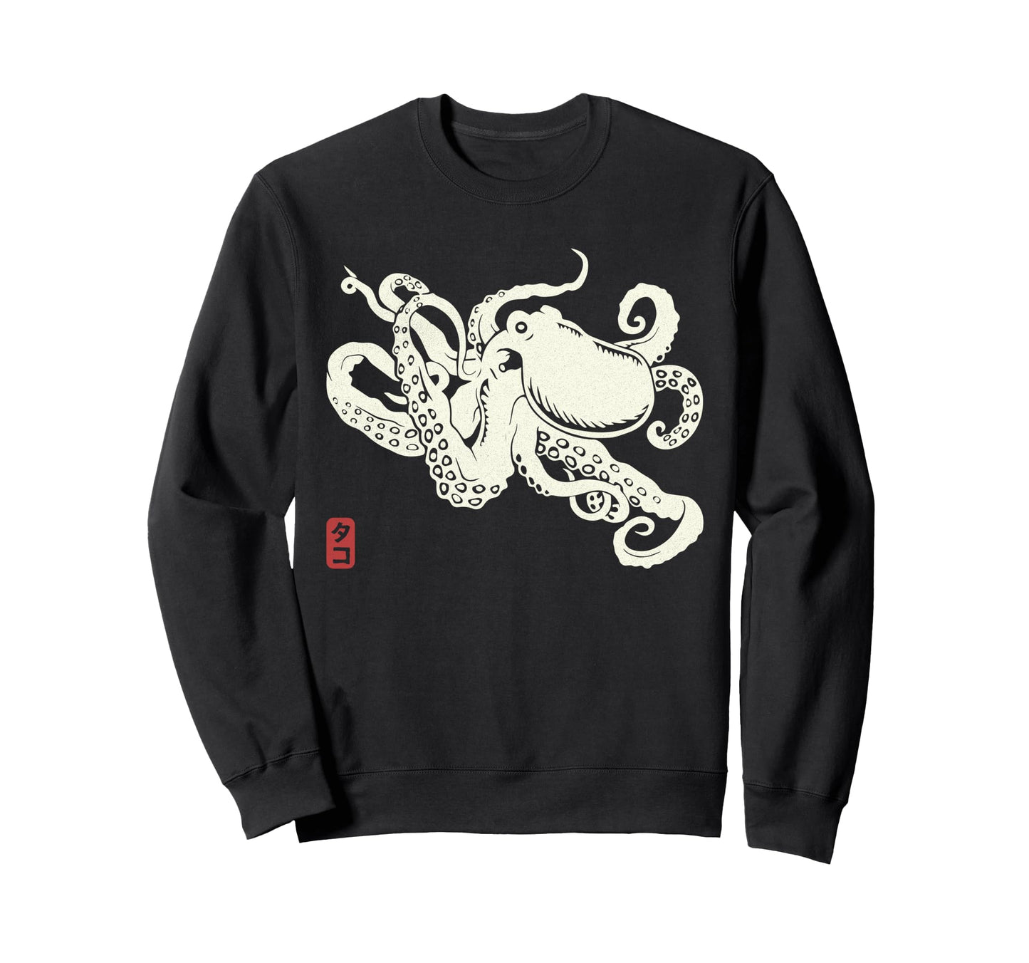 Japanese Aesthetic Asian Kraken Sweatshirt - Fun Novelty Design Men Women - T-Shirt, Sweatshirt, Hoodie