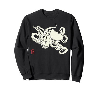 Japanese Aesthetic Asian Kraken Sweatshirt - Fun Novelty Design Men Women - T-Shirt, Sweatshirt, Hoodie