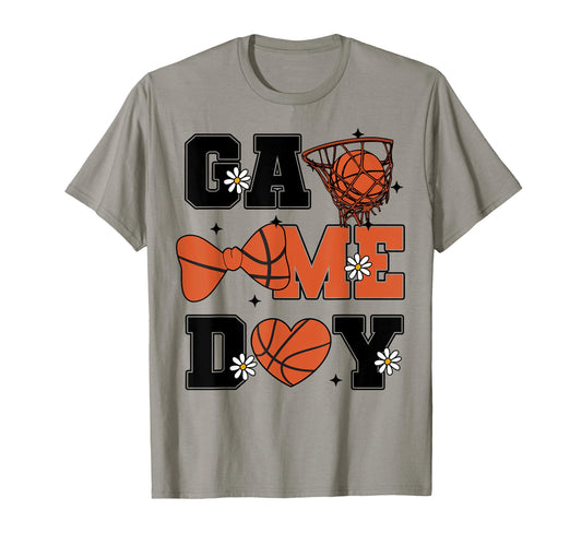 Basketball Game Day Bow And Heart T-Shirt - Casual Everyday Wear Unisex - T-Shirt, Sweatshirt, Hoodie