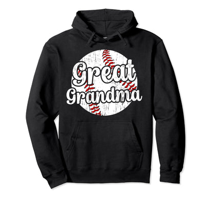 Baseball Great Grandma Baseball Player Hoodie - Trendy Graphic for Adults - T-Shirt, Sweatshirt, Hoodie
