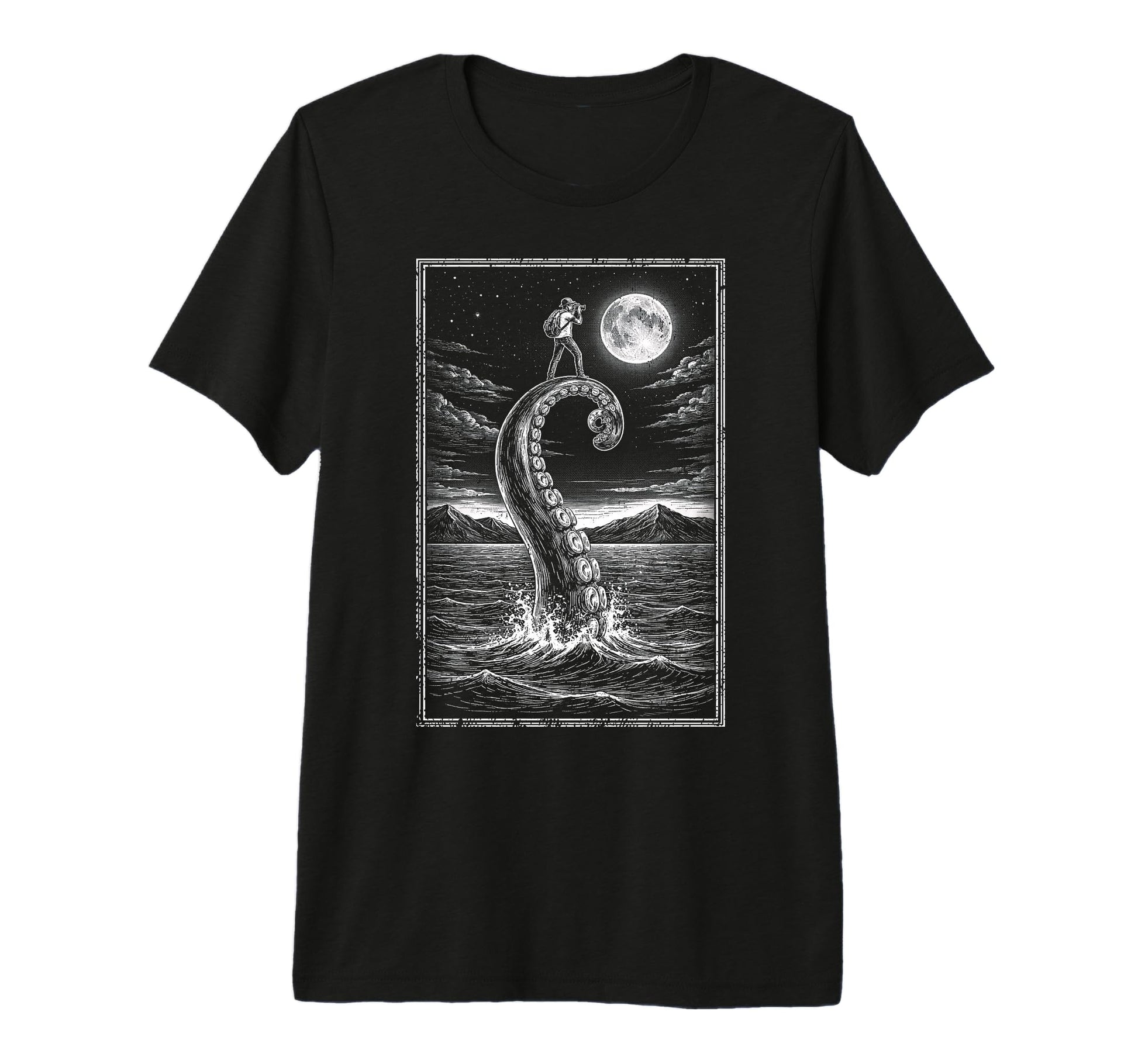 Photographer Octopus Moon Camera T-Shirt - Novelty Apparel Unisex - T-Shirt, Sweatshirt, Hoodie