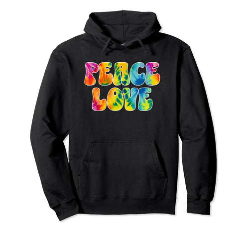 Peace Love Tie Dye 60S 70S Theme Groovy Hoodie - Trendy Graphic for Adults - T-Shirt, Sweatshirt, Hoodie