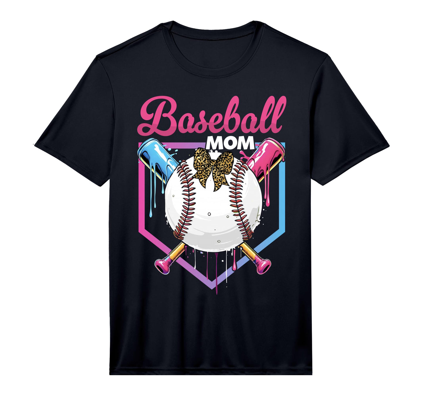 Baseball Drip Mom Bow Baseball Mothers Day T-Shirt - Trendy Graphic Unisex - T-Shirt, Sweatshirt, Hoodie