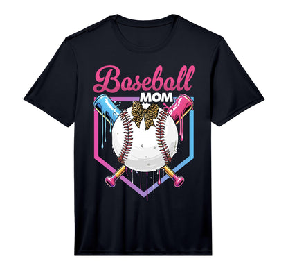 Baseball Drip Mom Bow Baseball Mothers Day T-Shirt - Trendy Graphic Unisex - T-Shirt, Sweatshirt, Hoodie