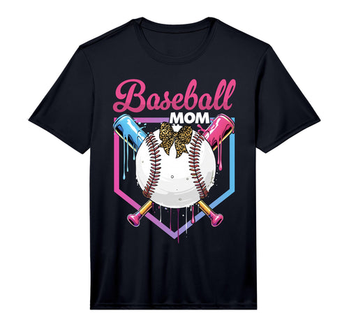 Baseball Drip Mom Bow Baseball Mothers Day T-Shirt - Trendy Graphic Unisex - T-Shirt, Sweatshirt, Hoodie