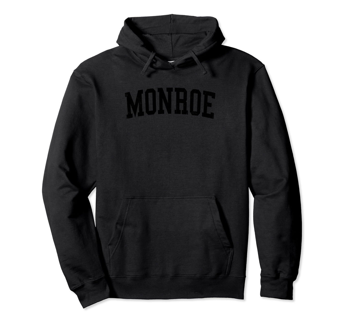 Monroe La Distressed Black Varsity Hoodie - Casual Everyday Wear Men Women - T-Shirt, Sweatshirt, Hoodie