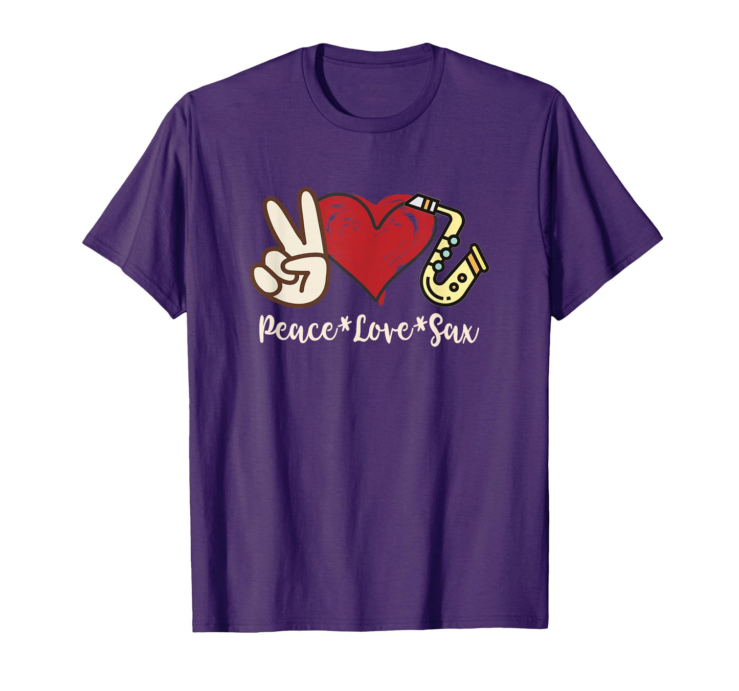 Peace Love Sax Saxophone T-Shirt - Minimalist Print Unisex - T-Shirt, Sweatshirt, Hoodie