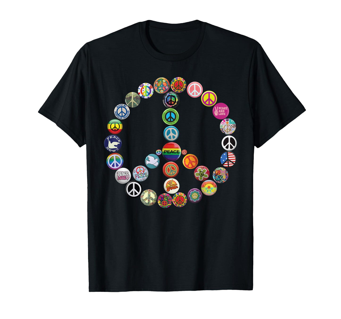 Peace Sign Buttons Hippie Costume 60S T-Shirt - Trendy Graphic Men Women - T-Shirt, Sweatshirt, Hoodie