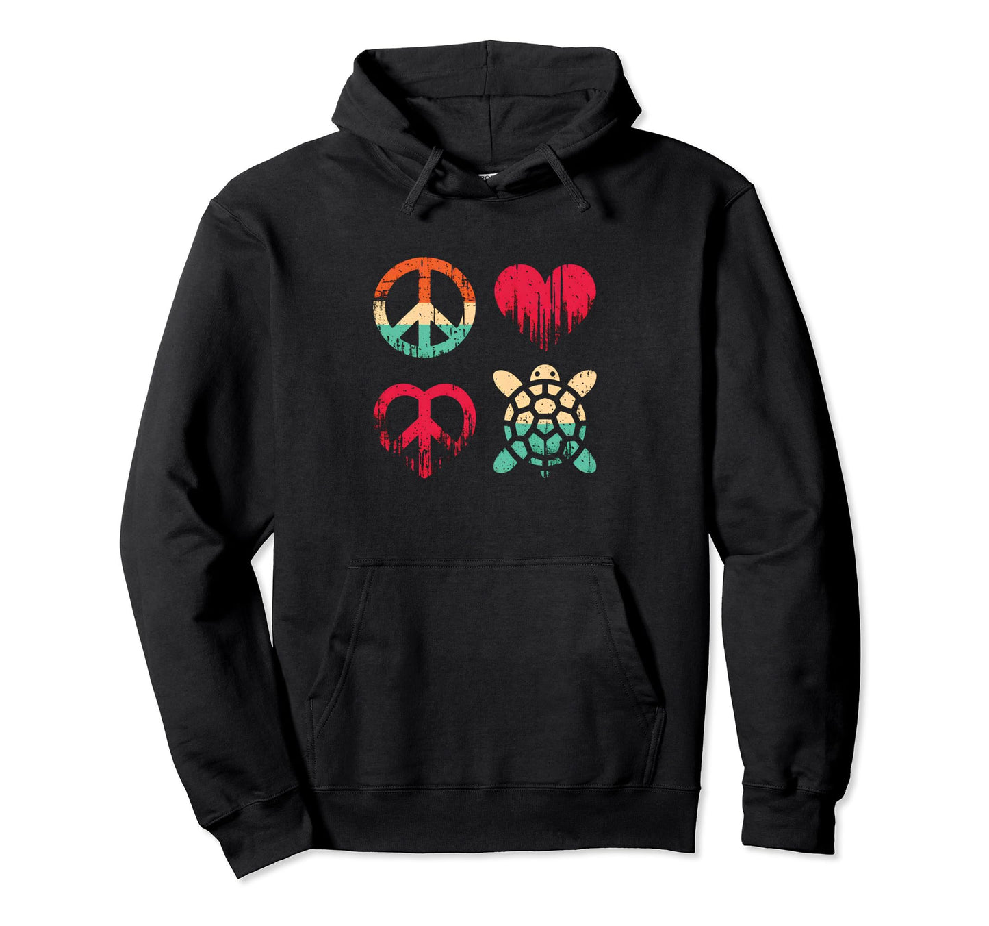 Peace Love And Turtles Peace Symbol Sea Hoodie - Novelty Apparel Men Women - T-Shirt, Sweatshirt, Hoodie