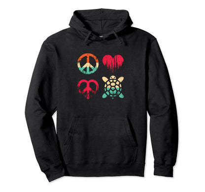 Peace Love And Turtles Peace Symbol Sea Hoodie - Novelty Apparel Men Women - T-Shirt, Sweatshirt, Hoodie
