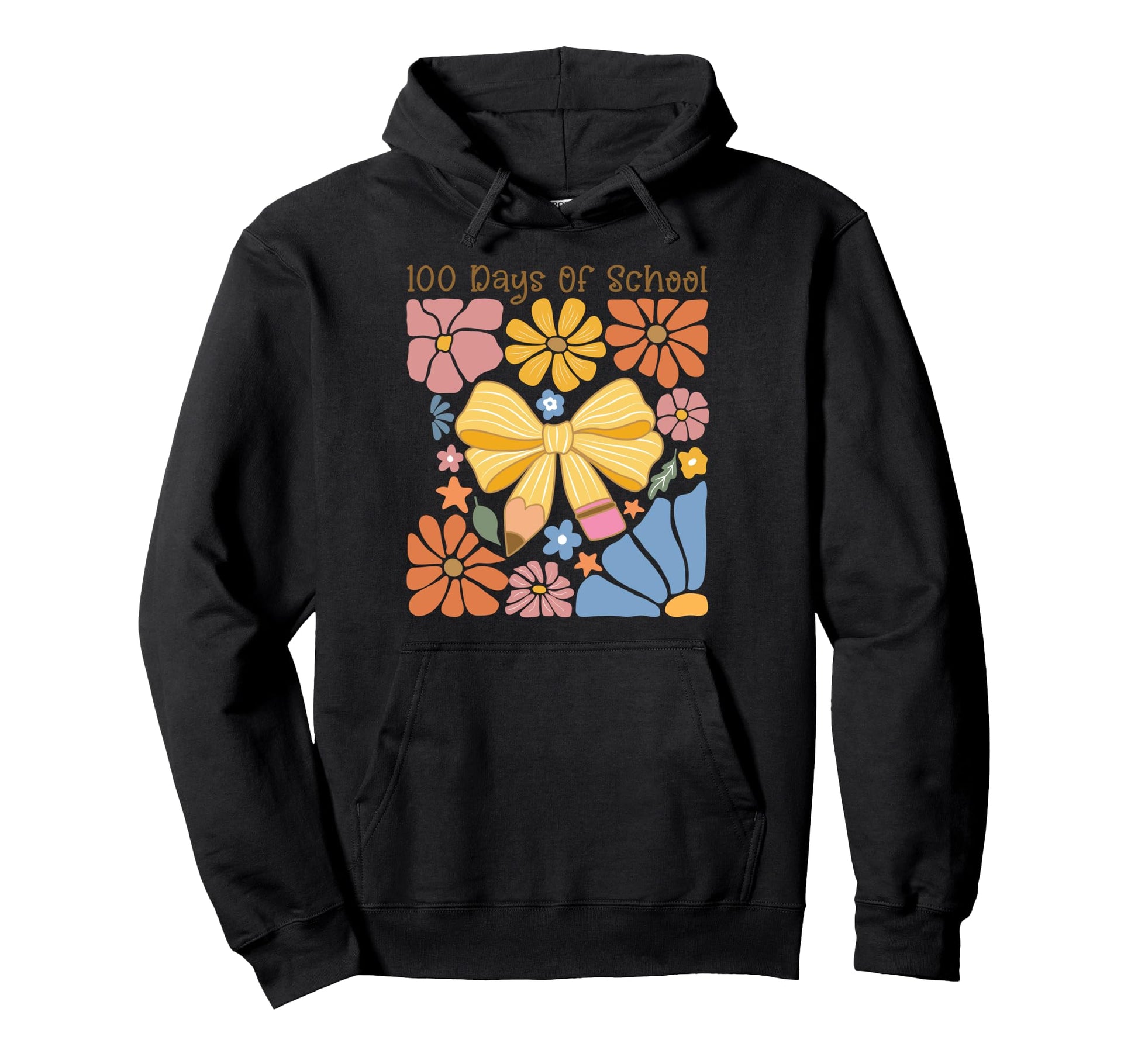 Boho 100 Days School Teacher Pencil Floral Hoodie - Minimalist Print Unisex - T-Shirt, Sweatshirt, Hoodie