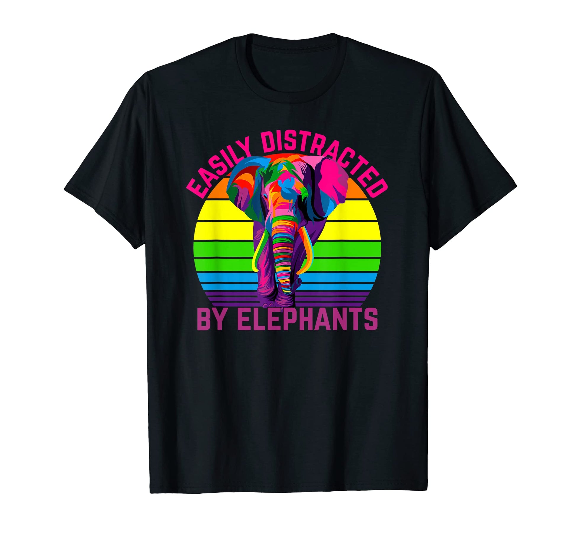 Easily Distracted Elephants Rainbow T-Shirt - Aesthetic Graphic Men Women - T-Shirt, Sweatshirt, Hoodie