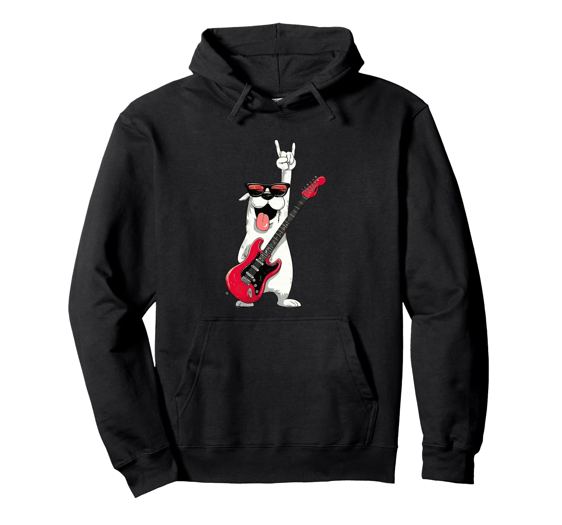 Rock Dog Funny Cartoon Canine Music Lover Hoodie - Streetwear Style Unisex - T-Shirt, Sweatshirt, Hoodie