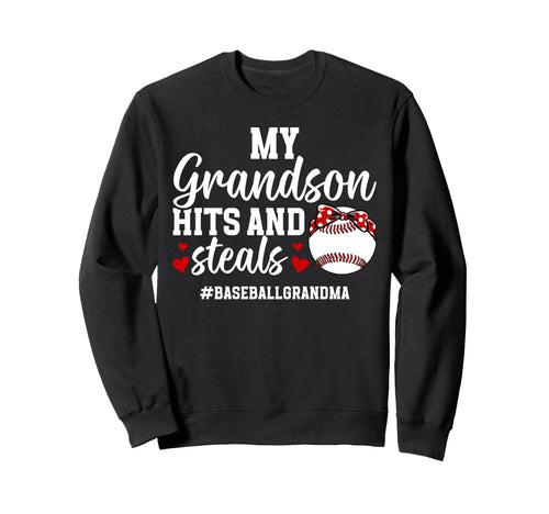 My Grandson Baseball Grandma Sweatshirt - Fun Novelty Design for Adults - T-Shirt, Sweatshirt, Hoodie