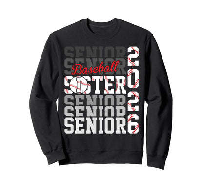 2026 Baseball Senior Sister Sweatshirt - Aesthetic Graphic Men Women - T-Shirt, Sweatshirt, Hoodie