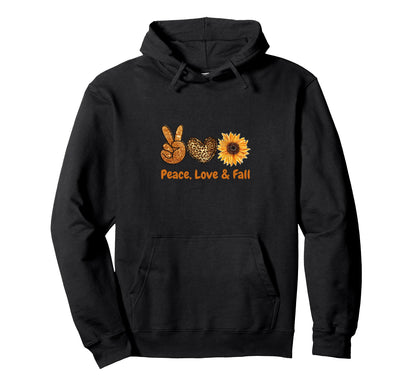 Peace Love Fall Hoodie - Trendy Graphic for Adults - T-Shirt, Sweatshirt, Hoodie