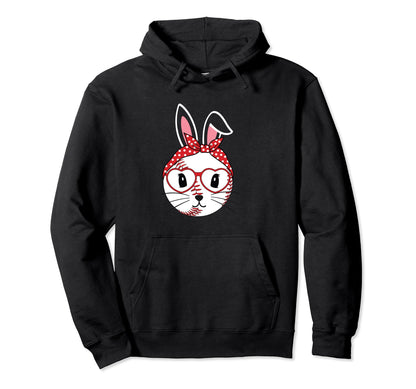 Happy Easter Bunny Playing Baseball Hoodie - Custom Art Print Men Women - T-Shirt, Sweatshirt, Hoodie