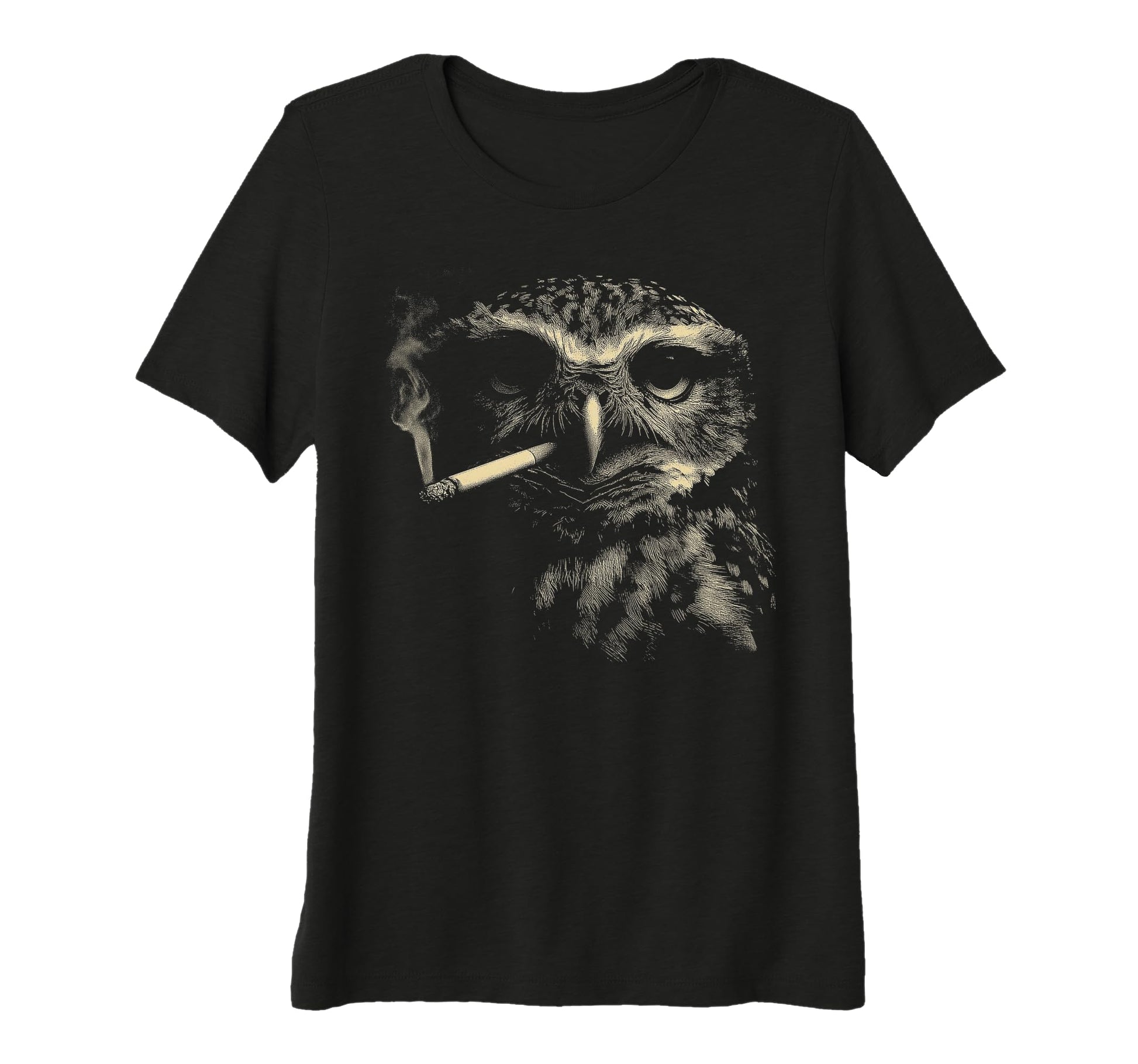 Womens Funny Owl Smoking Bird T-Shirt - Aesthetic Graphic for Adults - T-Shirt, Sweatshirt, Hoodie