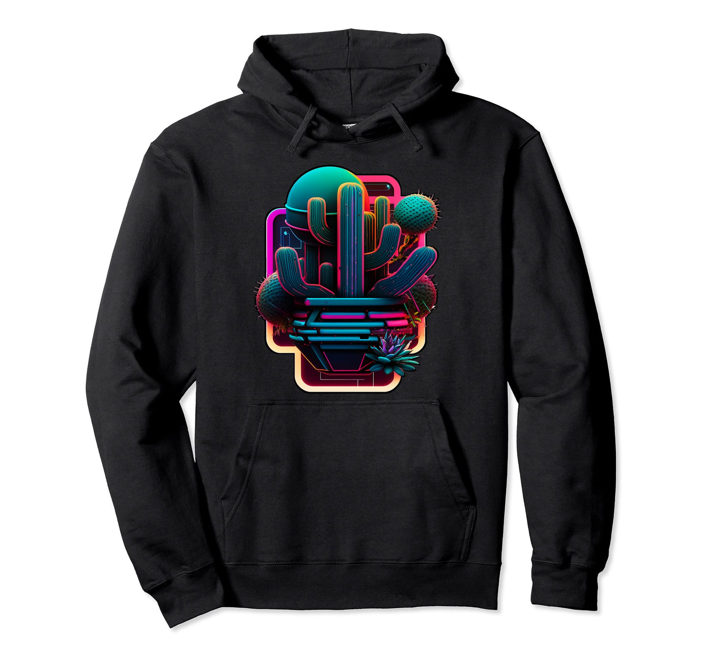 Cactus Vaporwave Aesthetic 80S Abstract Hoodie - Novelty Apparel Unisex - T-Shirt, Sweatshirt, Hoodie
