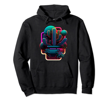 Cactus Vaporwave Aesthetic 80S Abstract Hoodie - Novelty Apparel Unisex - T-Shirt, Sweatshirt, Hoodie