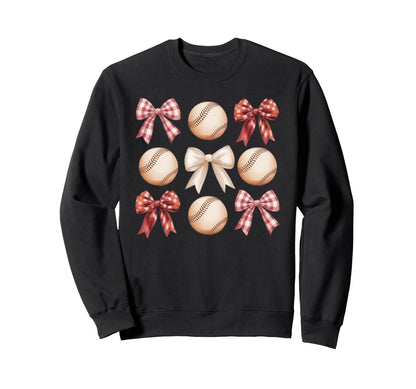 Baseball Coquette Bow Mom Sister Sweatshirt - Trendy Graphic for Adults - T-Shirt, Sweatshirt, Hoodie