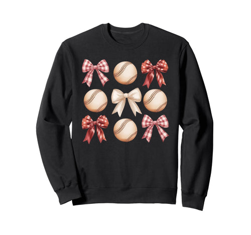Baseball Coquette Bow Mom Sister Sweatshirt - Trendy Graphic for Adults - T-Shirt, Sweatshirt, Hoodie