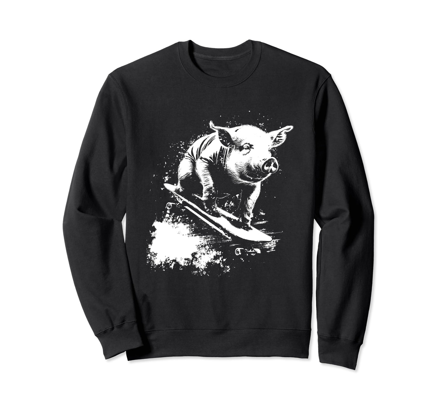 Funny Pig Riding Skateboard 90S Grunge Sweatshirt - Novelty Apparel Unisex - T-Shirt, Sweatshirt, Hoodie